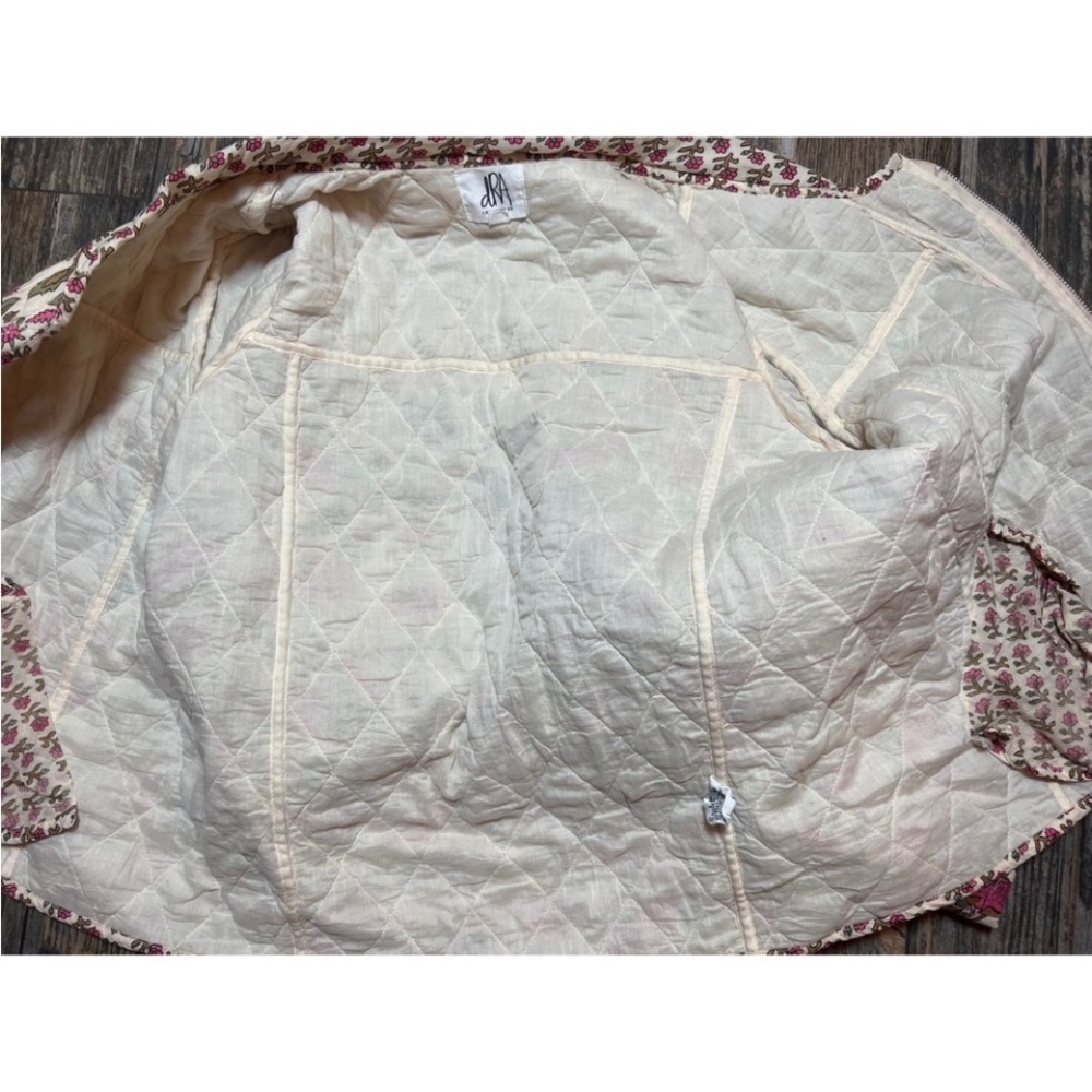 Think FALL! Anthropologie dRA LA Quilted Floral Zip Jacket Pink Green Medium - Picture 6 of 12